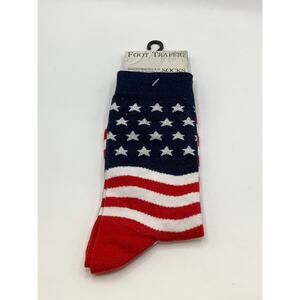 FOOT TRAFFIC Women's Blue-White-Red Flag Crew Socks SZ OS